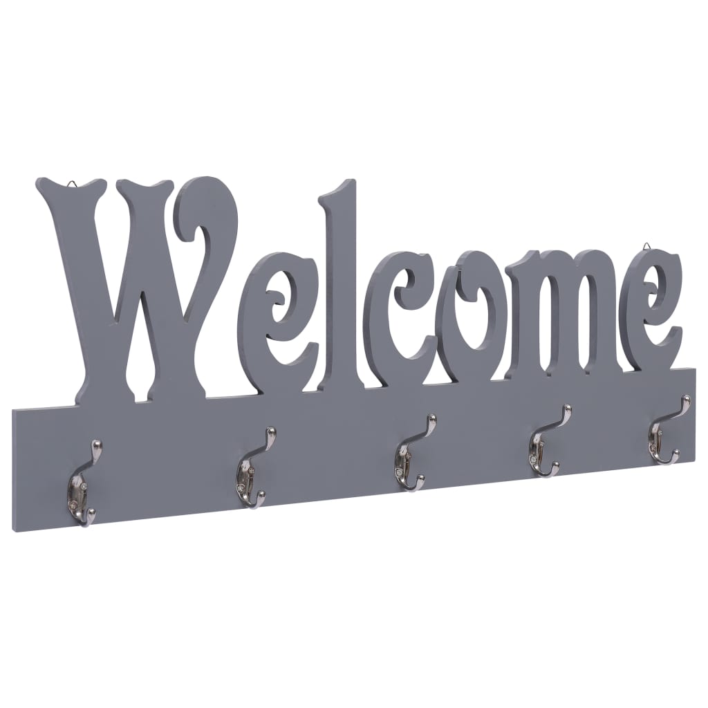 Wall-mounted coat rack WELCOME, grey, 74x29.5cm