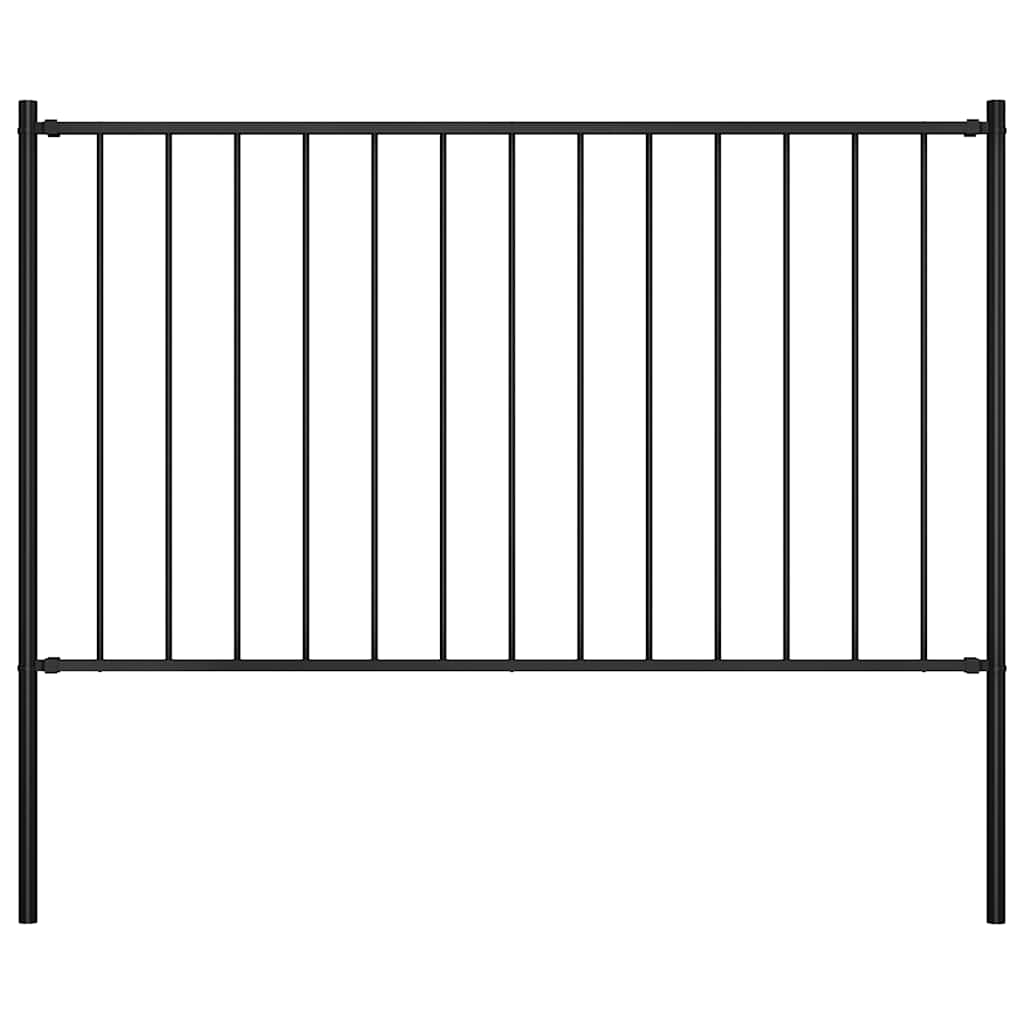 Fence panel Woerden with posts, steel, 1.7x1 m, black