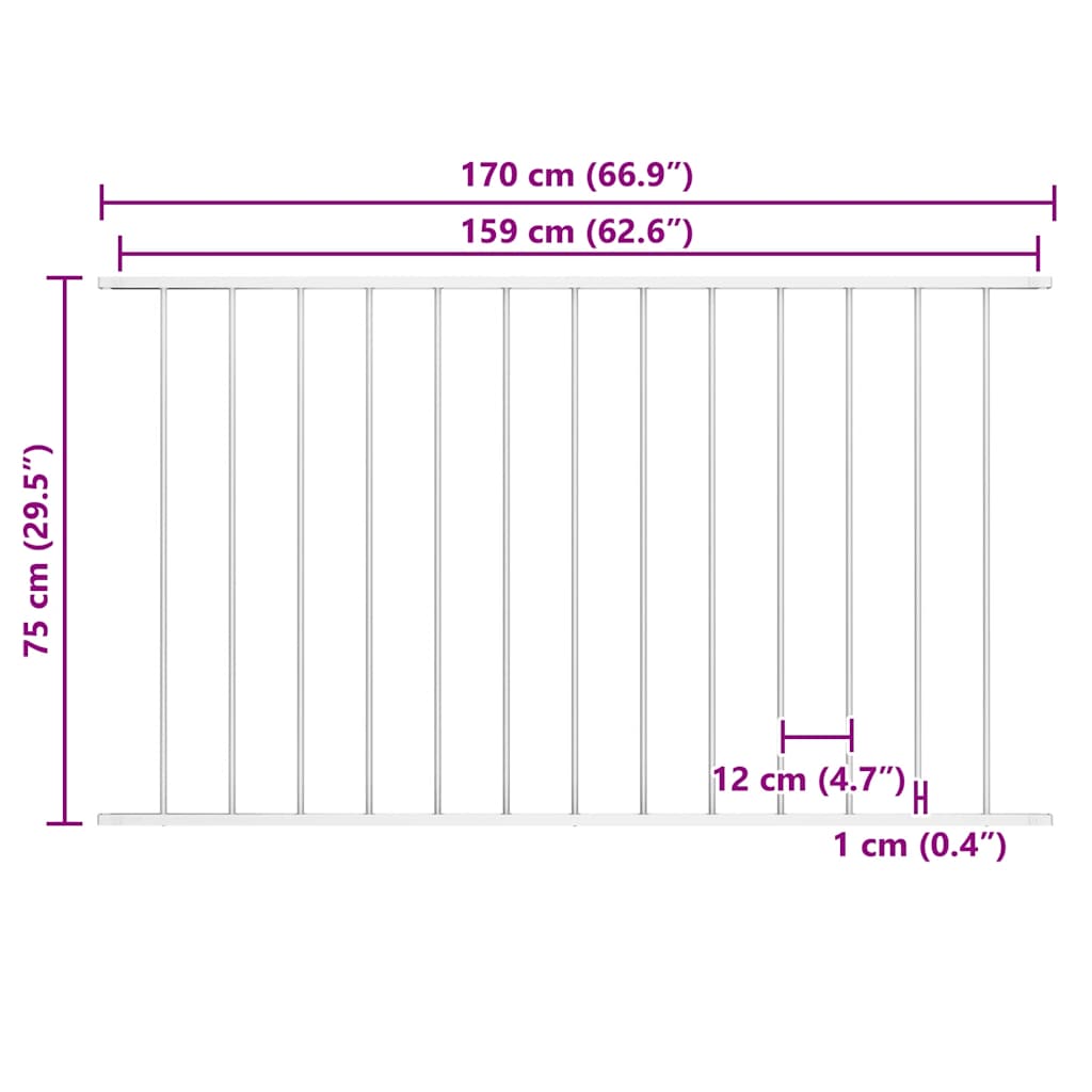 Žoga panelis Woerden, pulverkrāsots tērauds, 1,7x0,75m, balts