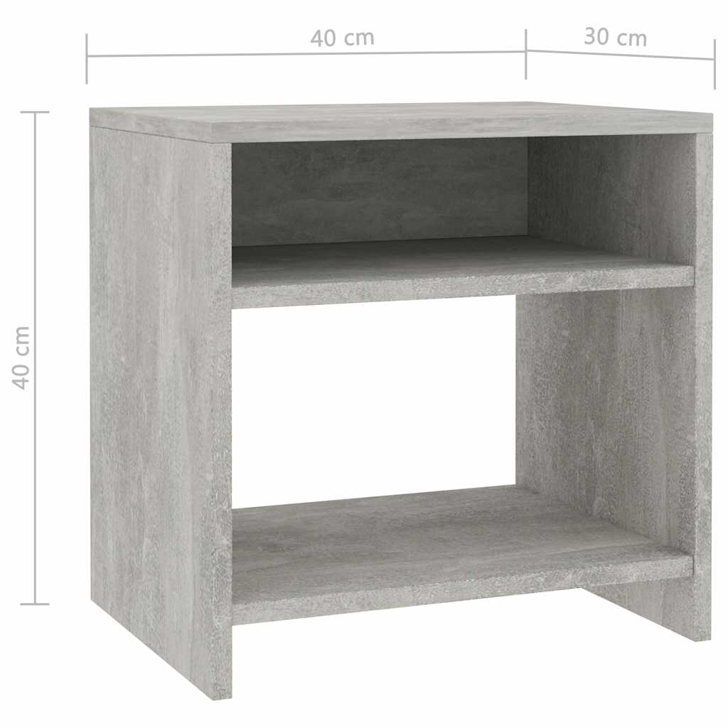 Bedside tables, 2 pcs., concrete, 40x30x40cm, treated wood