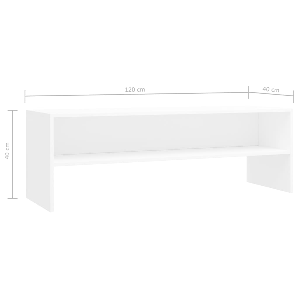 TV cabinet, white, 120x40x40cm, engineered wood