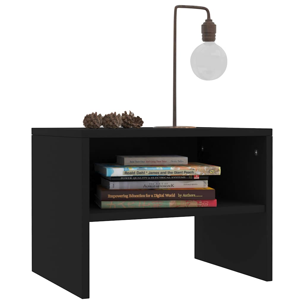 Bedside tables, 2 pcs., black, 40x30x30cm, engineered wood