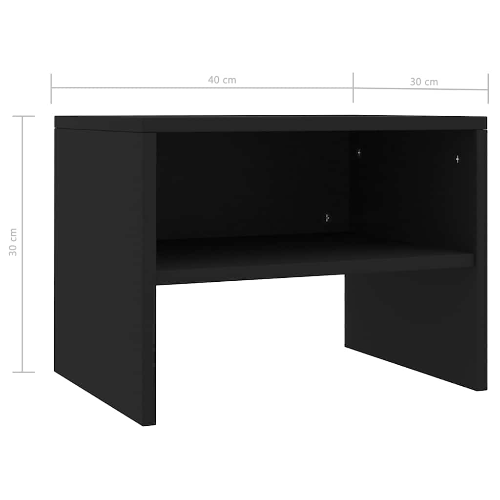 Bedside tables, 2 pcs., black, 40x30x30cm, engineered wood