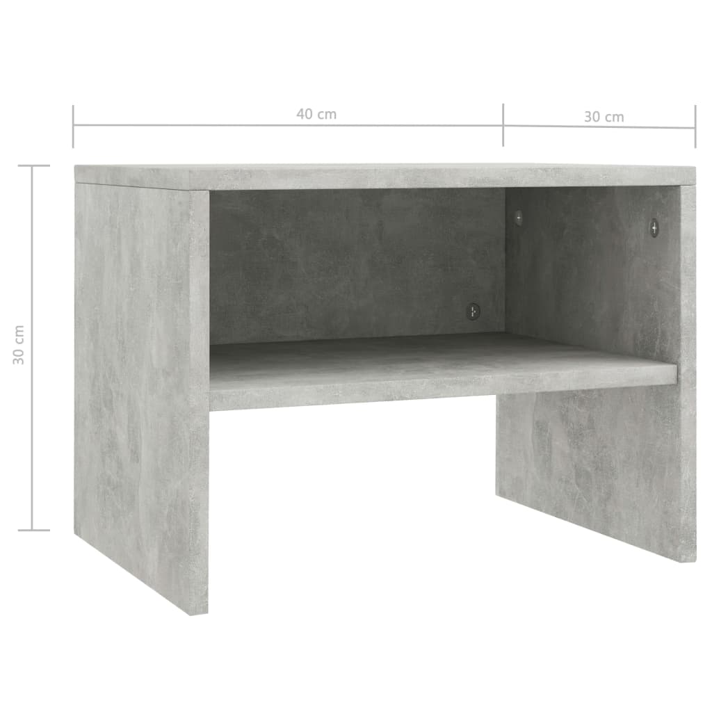 Nightstands, 2 pcs., concrete, 40x30x30cm, treated wood
