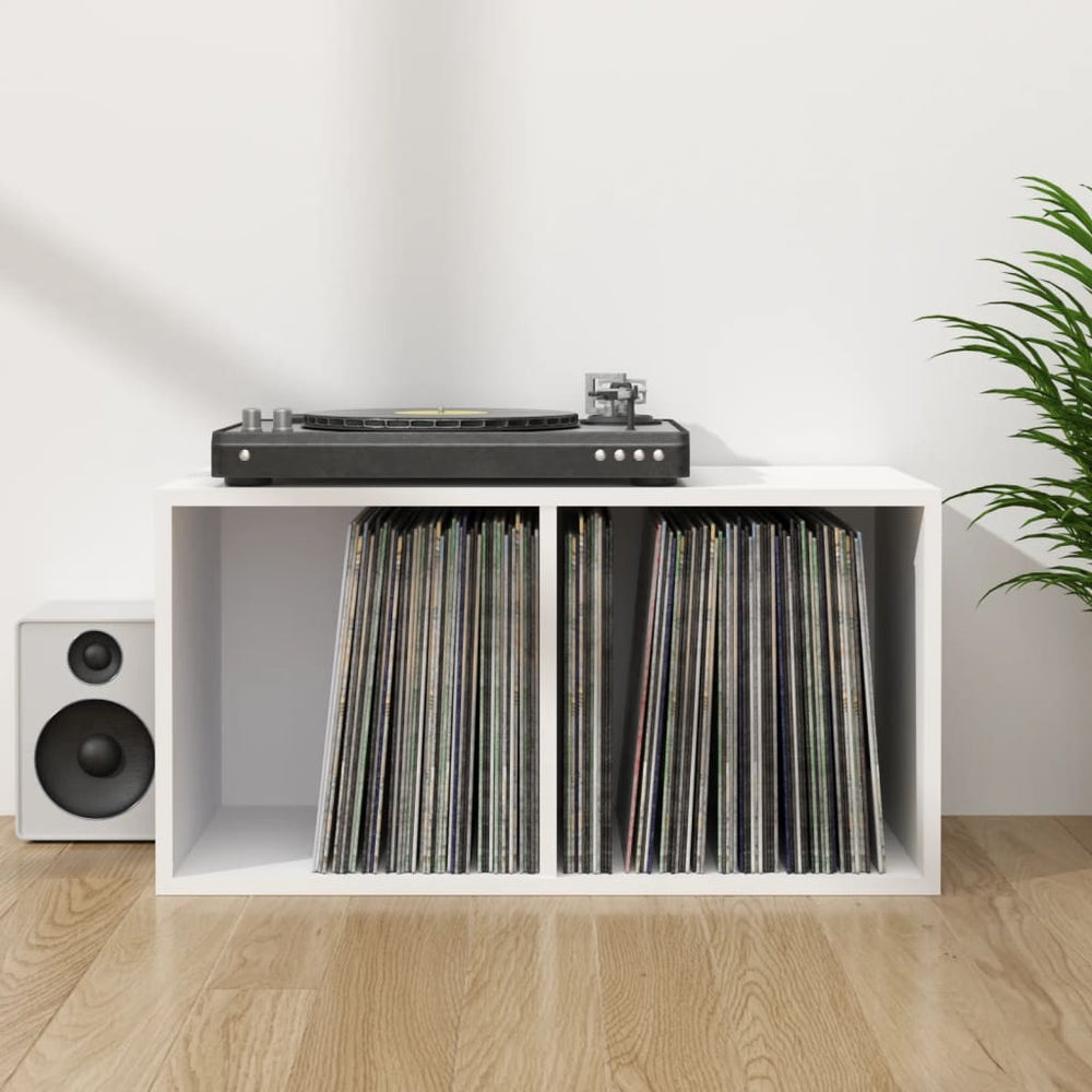 Vinyl record box, white, 71x34x36cm, wood