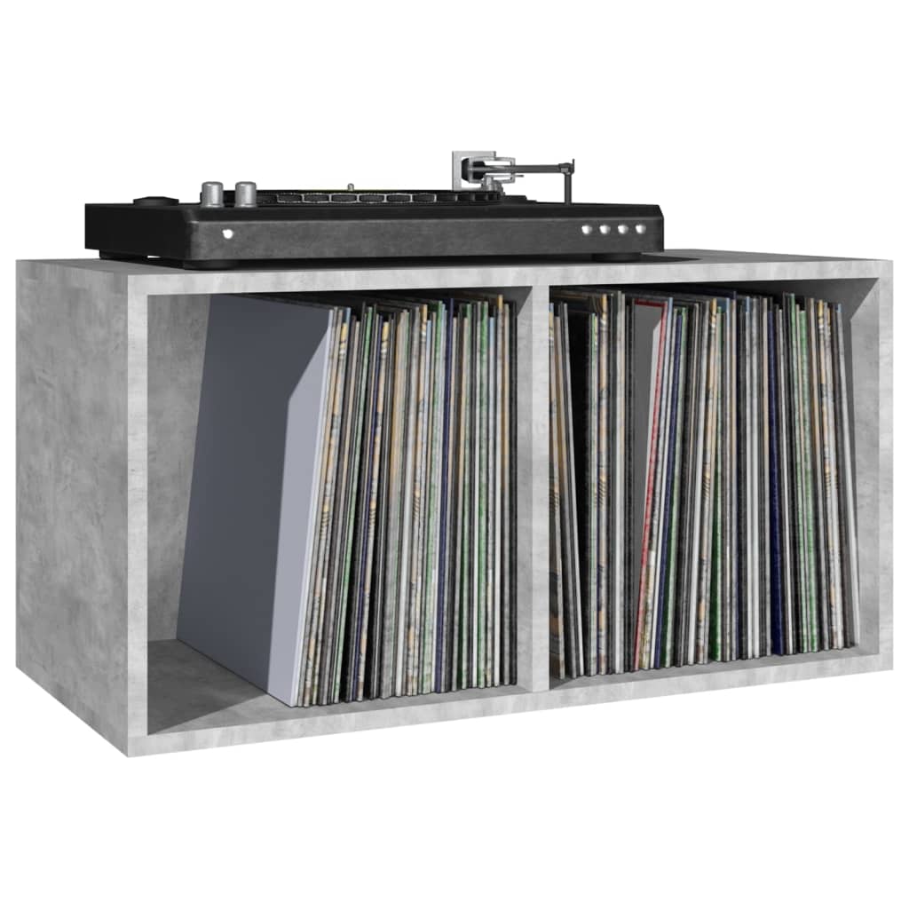 Dėžė vinilinėms plokštelėms, betono pilka, 71x34x36cm, mediena