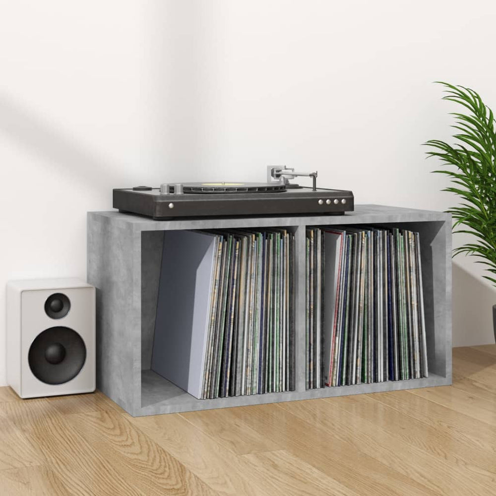 Vinyl record storage box, concrete grey, 71x34x36cm, wood