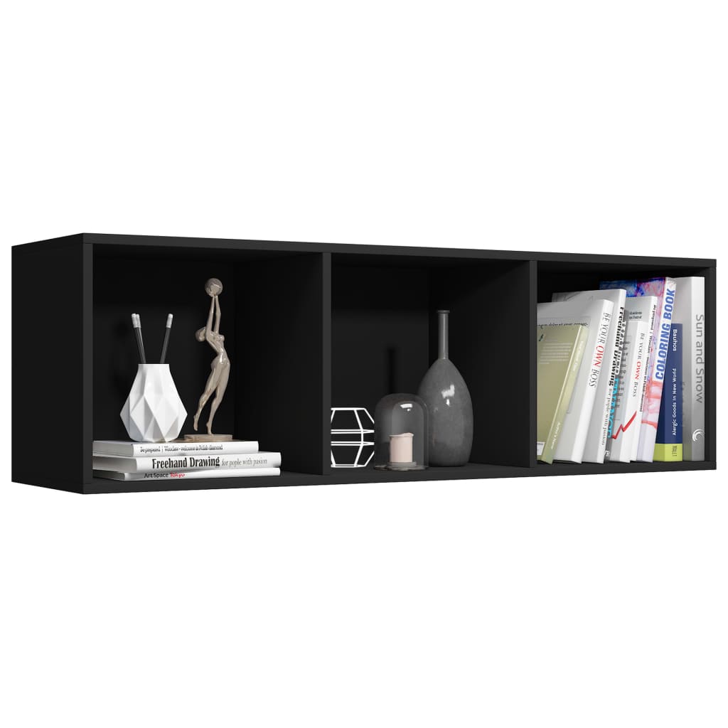 Cabinet, book/TV, black, 36x30x114cm, particleboard