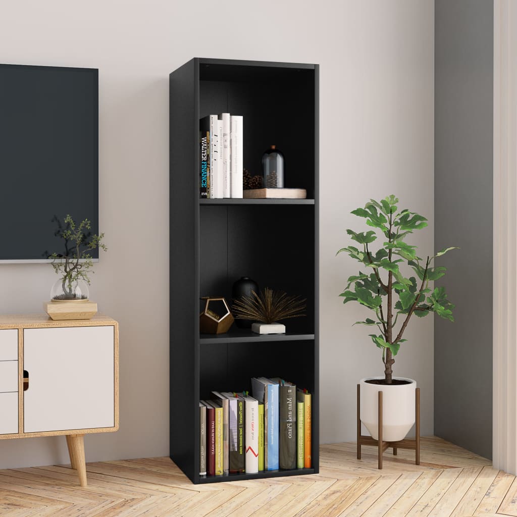 Cabinet, book/TV, black, 36x30x114cm, particleboard