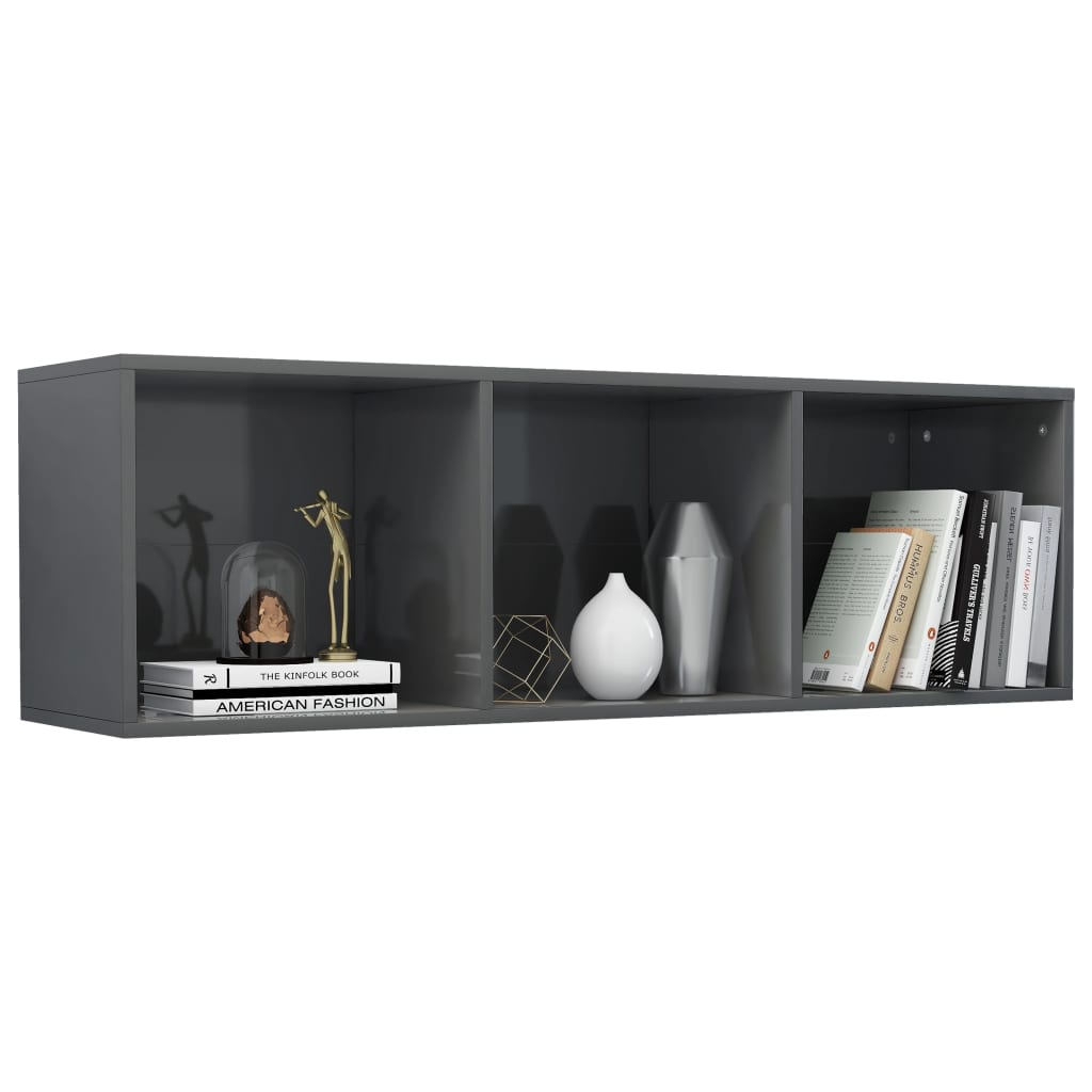Grāmatu/TV plaukts, pelēks, 36x30x114cm, apstrādāta koksne