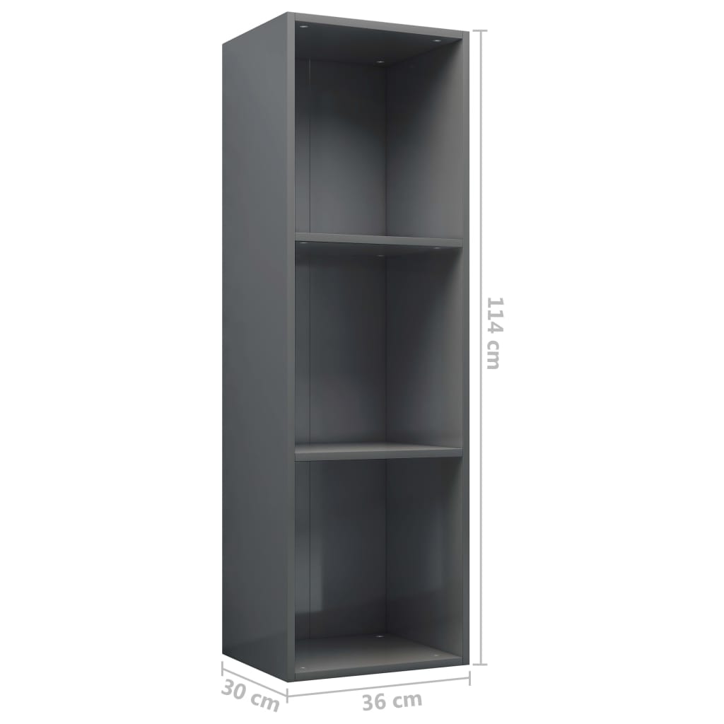 Grāmatu/TV plaukts, pelēks, 36x30x114cm, apstrādāta koksne