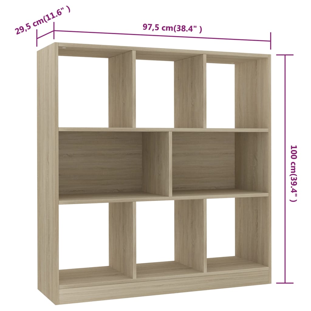 Bookshelf, oak, 97.5x29.5x100cm, treated wood