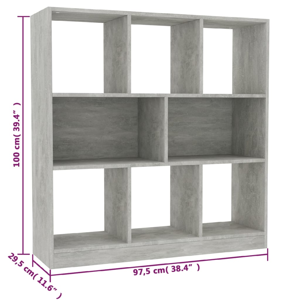 Bookcase, concrete, 97.5x29.5x100cm, treated wood