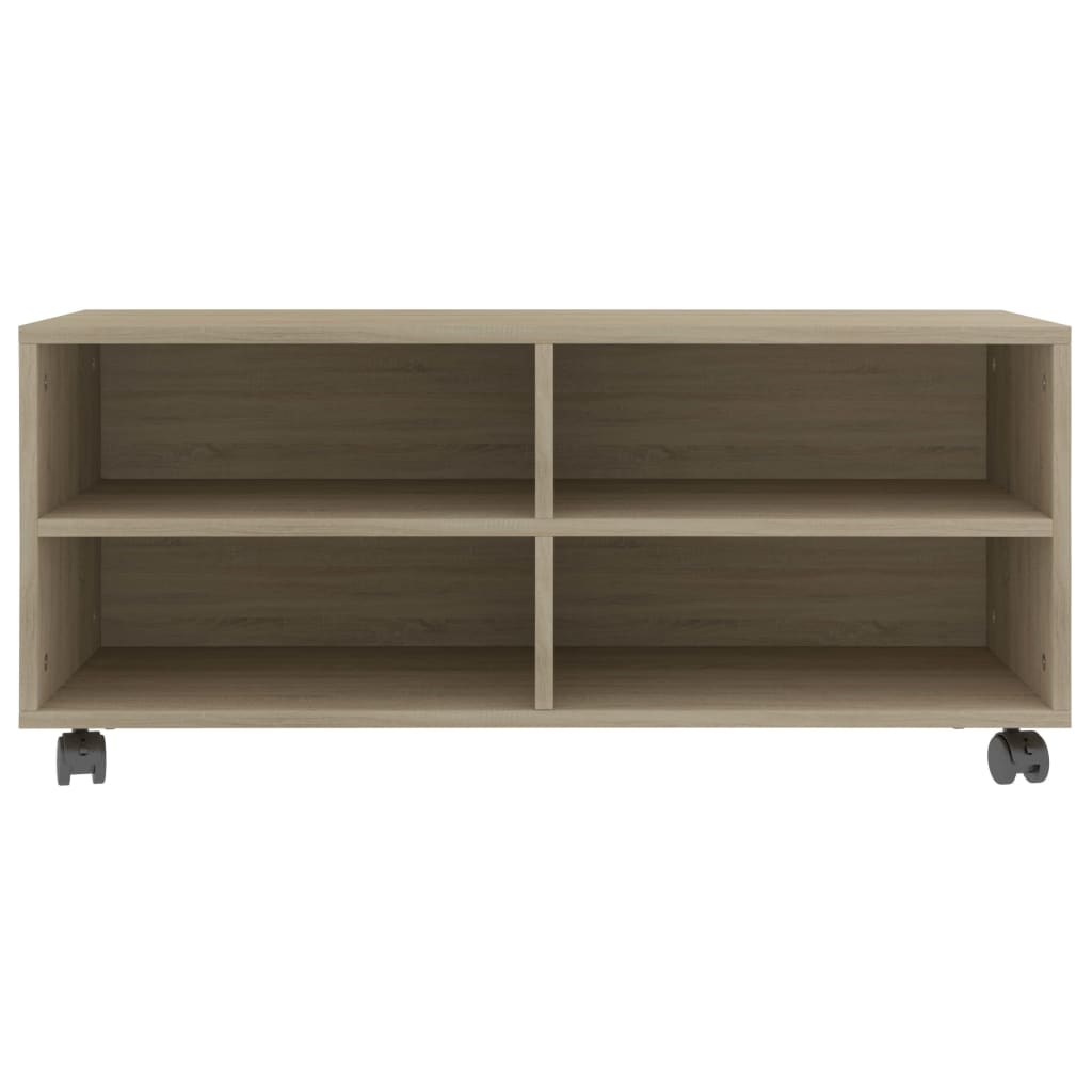 TV cabinet with wheels, oak, 90x35x35cm, engineered wood