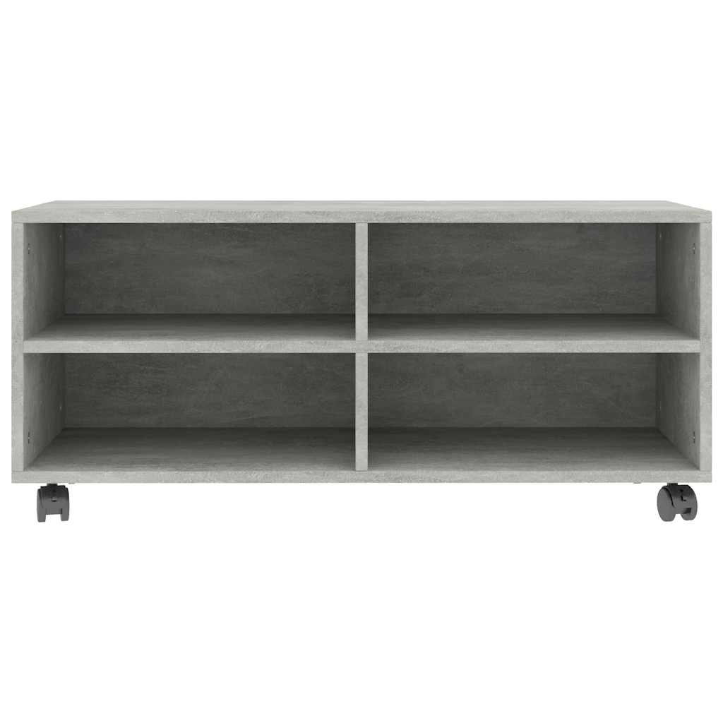 TV spintelė su ratukais, betono, 90x35x35cm, apdirbta mediena