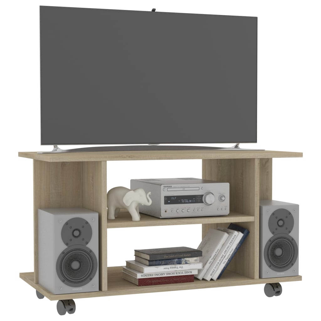 TV cabinet on castors, Sonoma oak, 80x40x45cm, wood