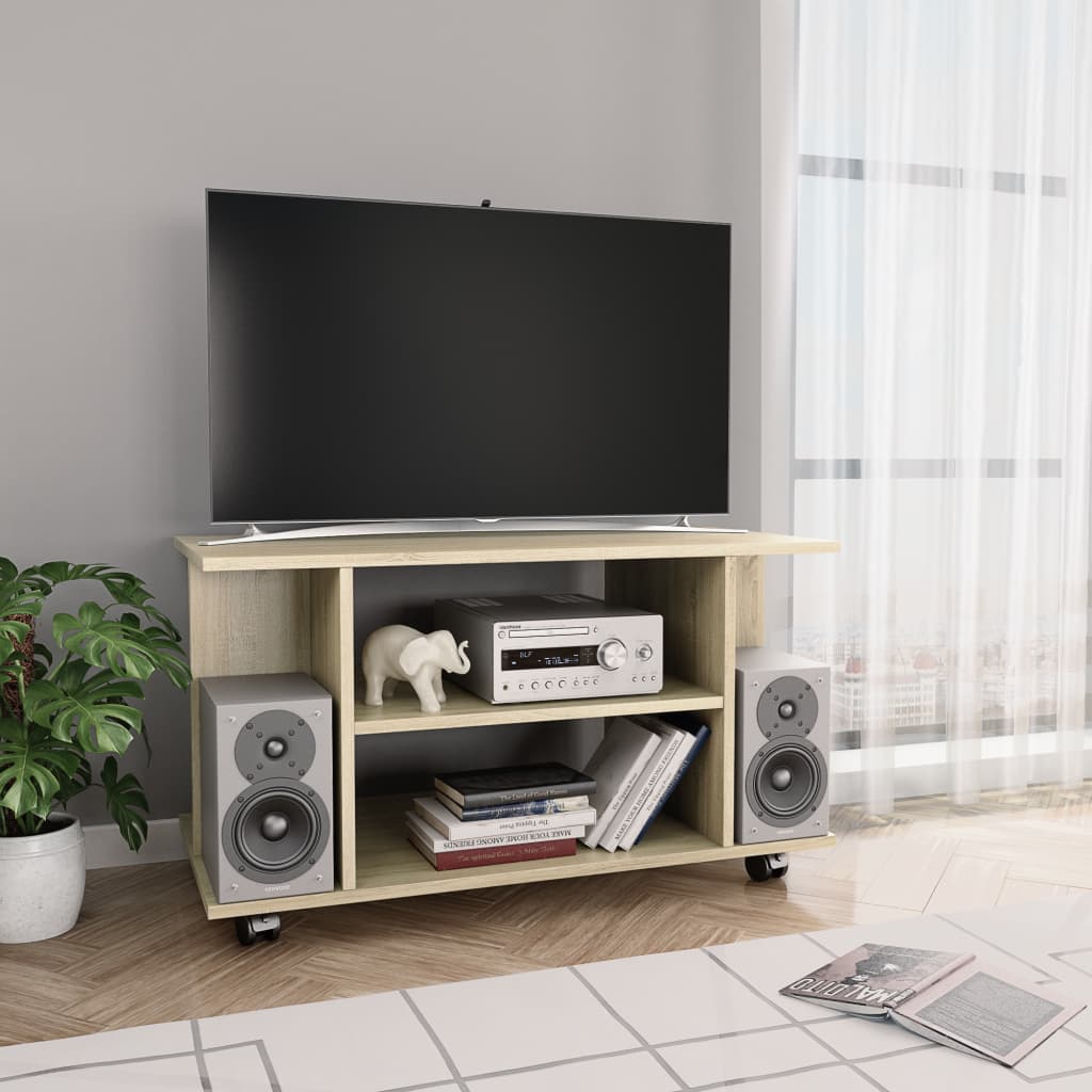 TV cabinet on castors, Sonoma oak, 80x40x45cm, wood