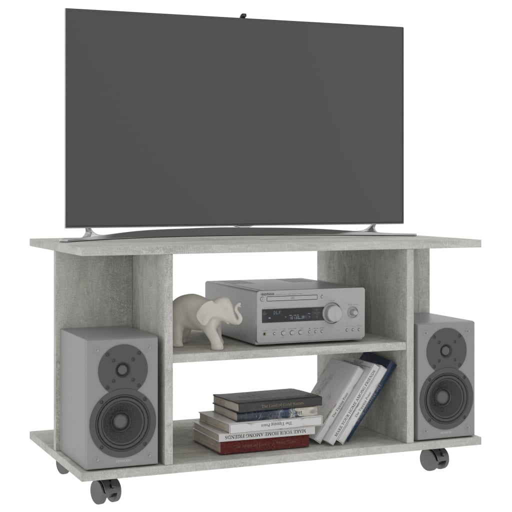 TV cabinet on wheels, concrete grey, 80x40x45cm, wood