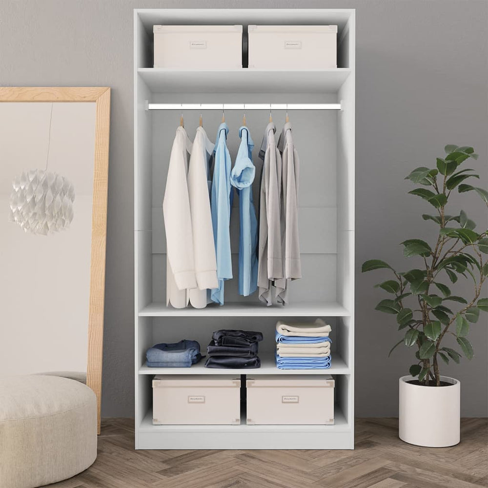 Wardrobe, white, 100x50x200cm, treated wood
