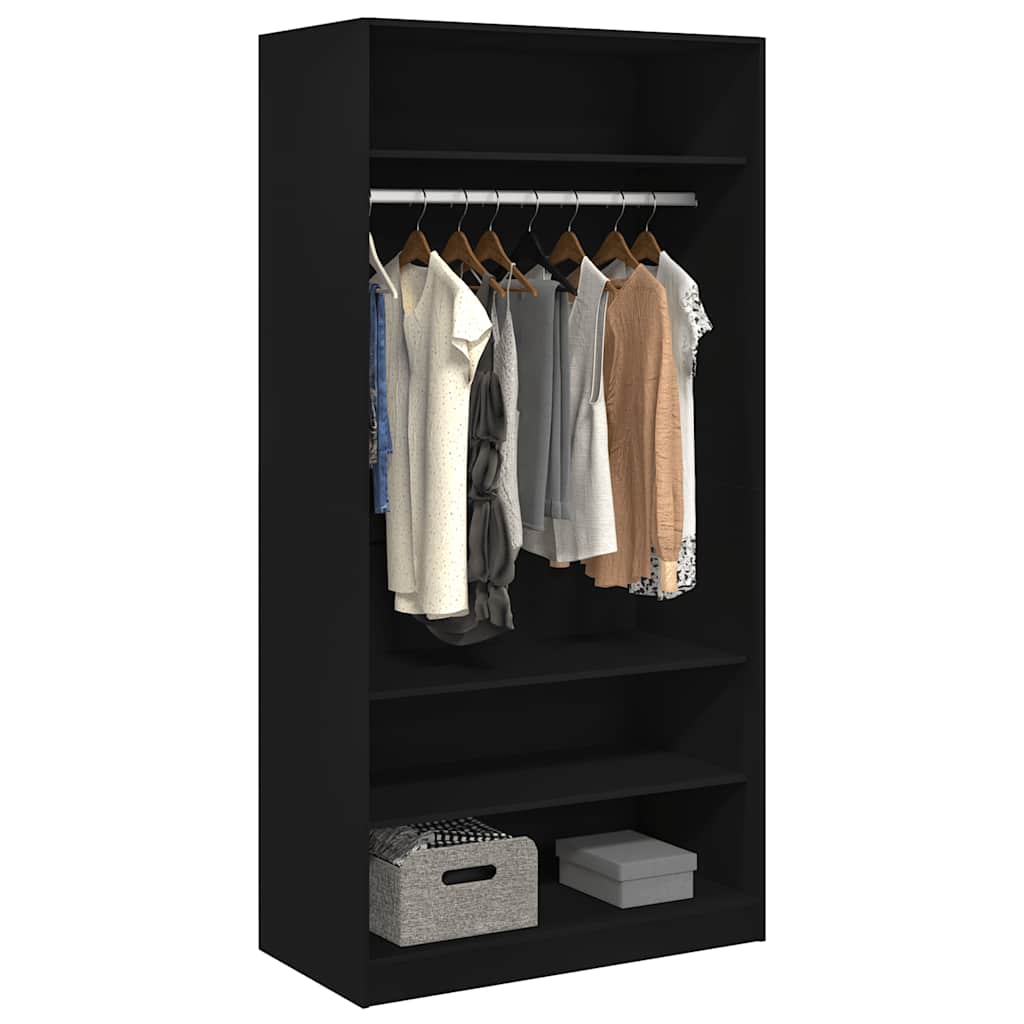 Wardrobe, black, 100x50x200cm, treated wood