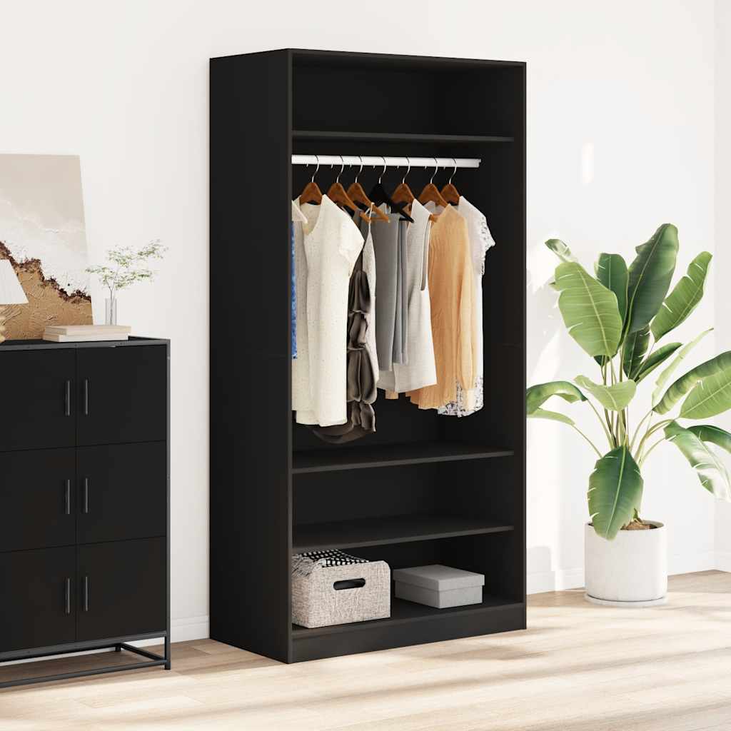 Wardrobe, black, 100x50x200cm, treated wood