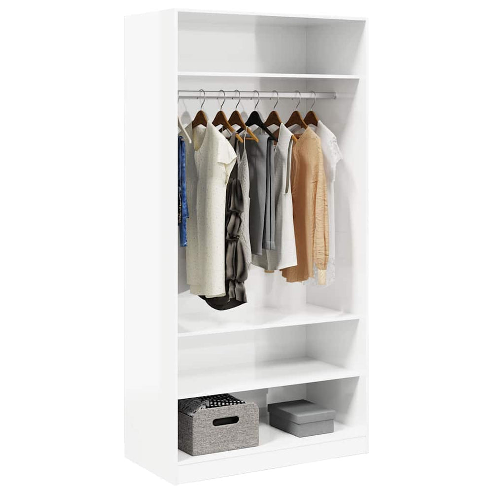 Wardrobe, white, 100x50x200cm, engineered wood, high gloss