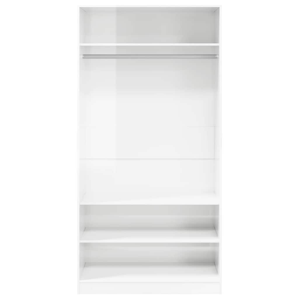 Wardrobe, white, 100x50x200cm, engineered wood, high gloss