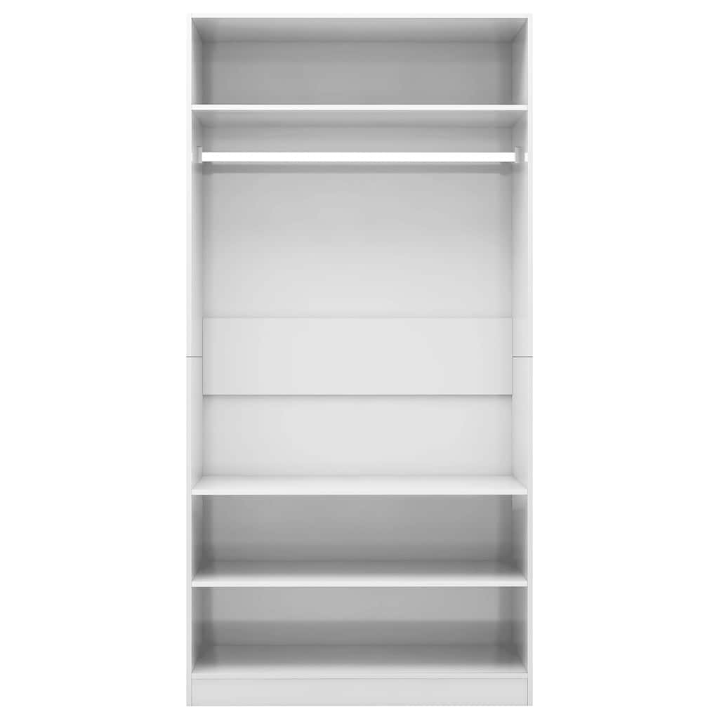 Wardrobe, white, 100x50x200cm, engineered wood, high gloss