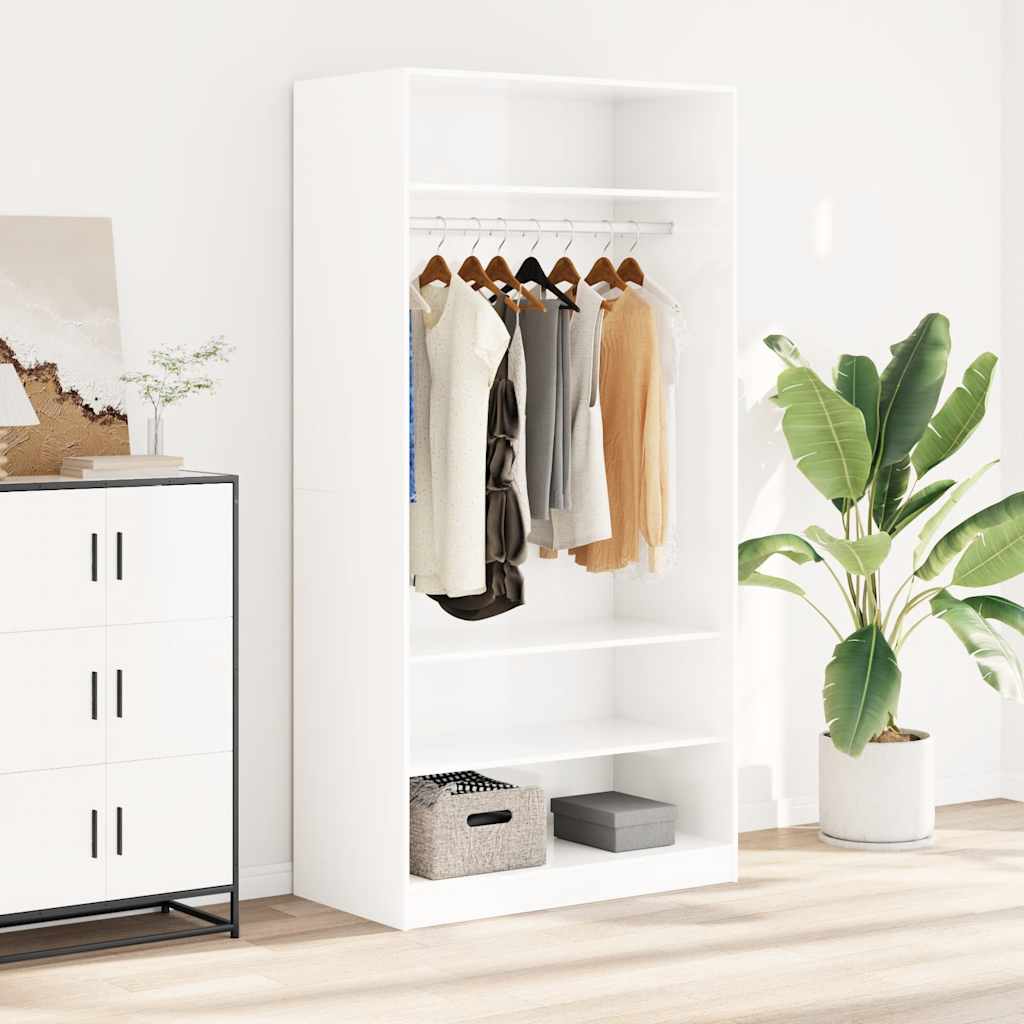 Wardrobe, white, 100x50x200cm, engineered wood, high gloss