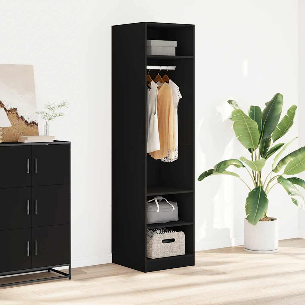 Wardrobe, black, 50x50x200cm, engineered wood