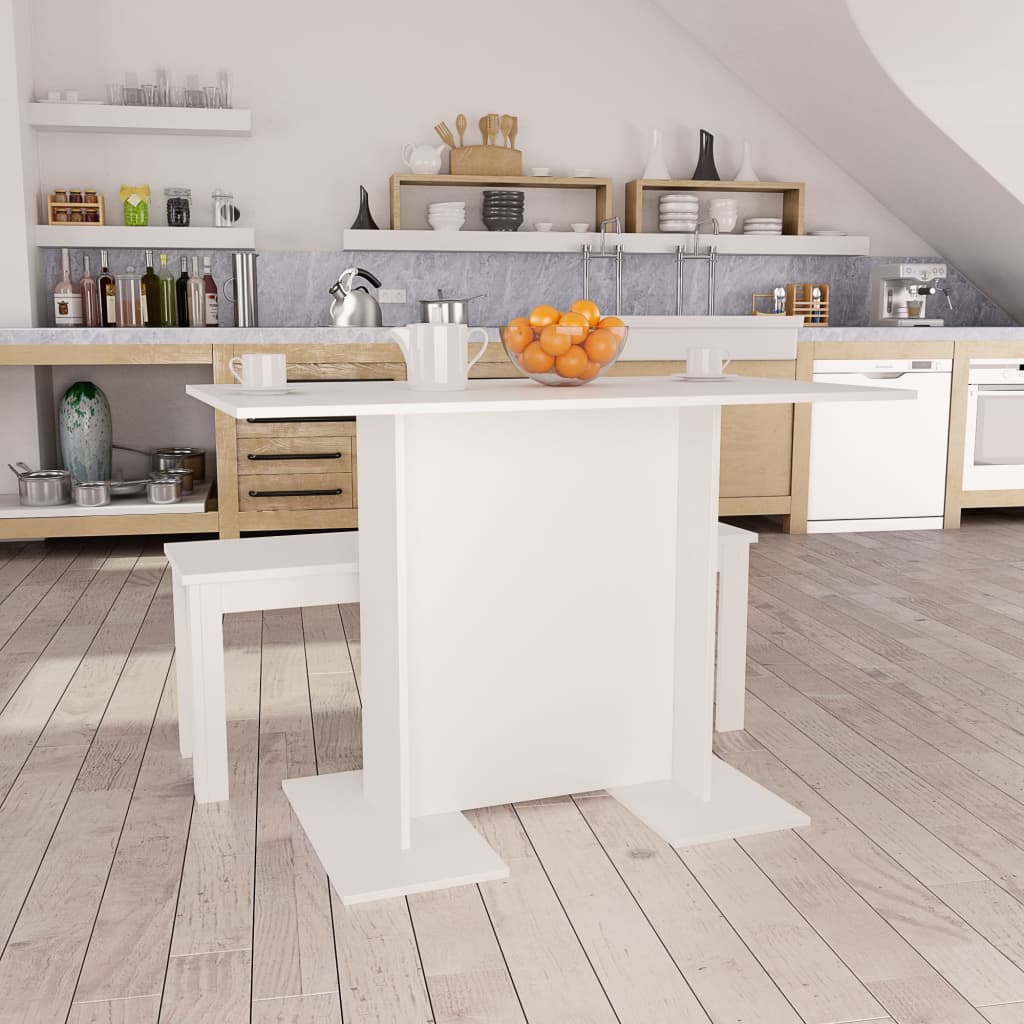 Dining table, white, 110x60x75cm, engineered wood