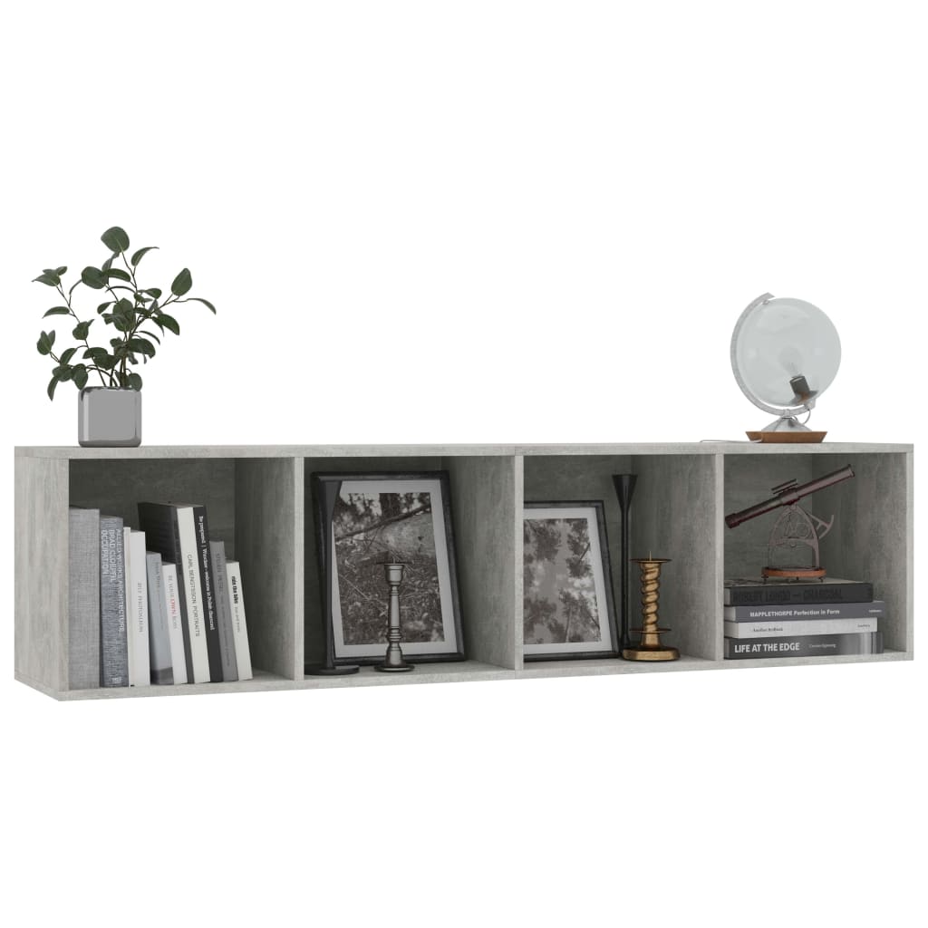 Bookcase/TV bench, concrete grey, 143x30x36 cm