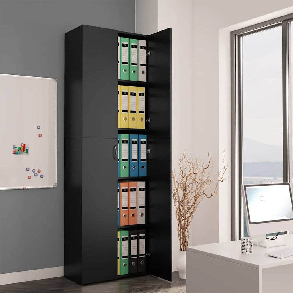 Office cabinet, black, 60x32x190cm, engineered wood