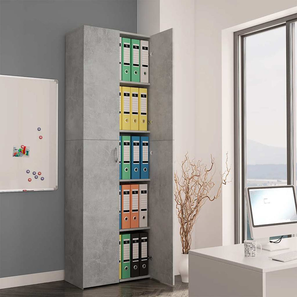 Office cabinet, concrete gray, 60x32x190cm, engineered wood