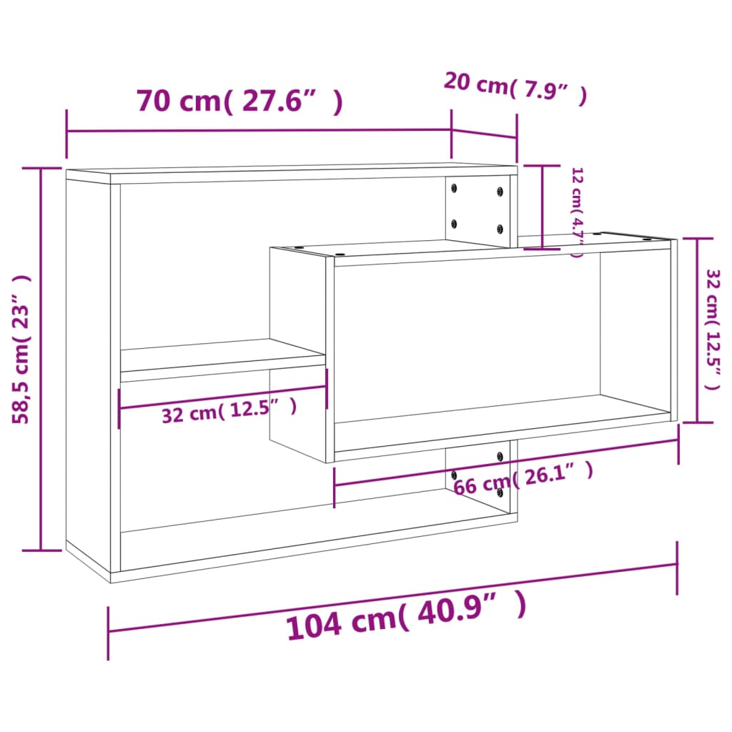 Wall shelves, oak, 104x20x58.5 cm, engineered wood