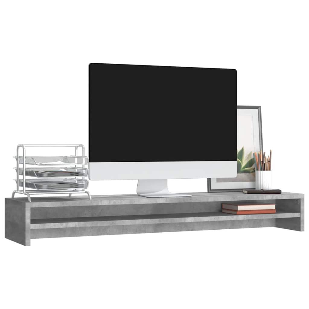 Monitor stand, concrete, 100x24x13 cm, processed wood