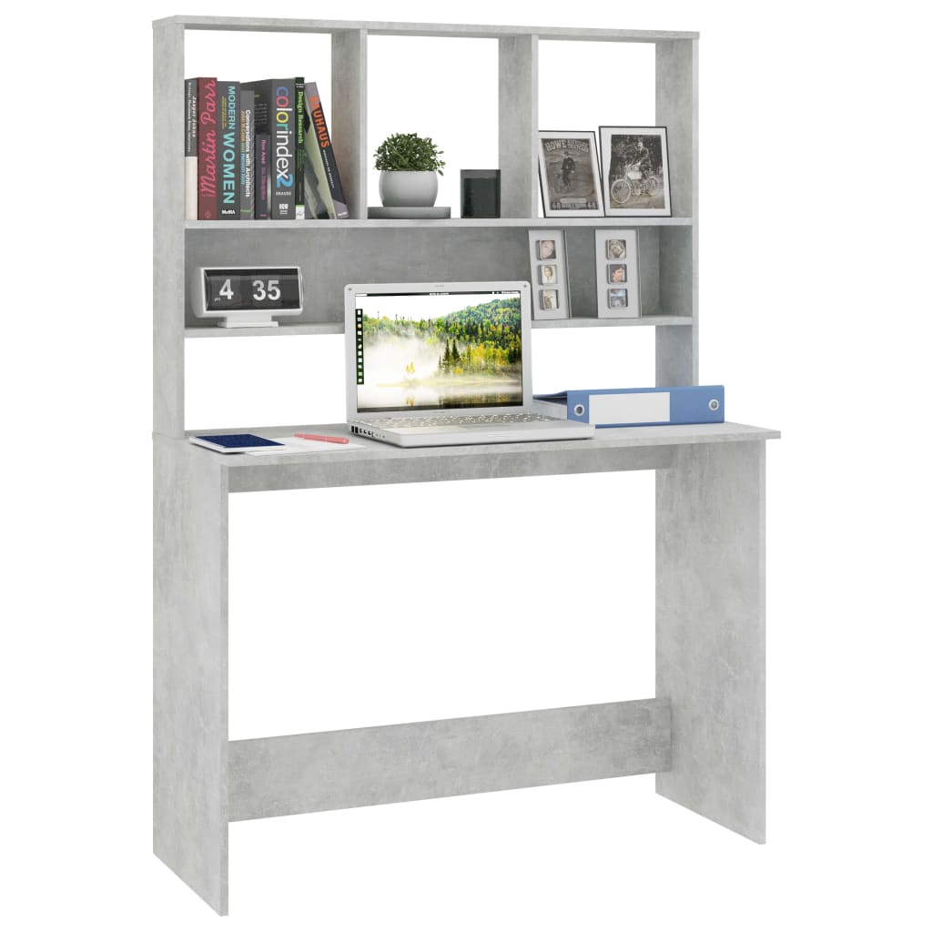 Table with shelves, concrete grey, 110x45x157cm, MFC