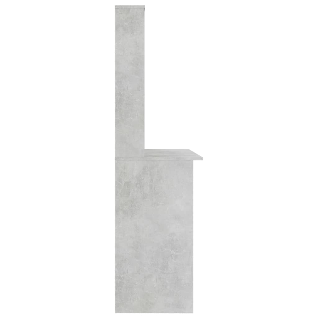 Table with shelves, concrete grey, 110x45x157cm, MFC