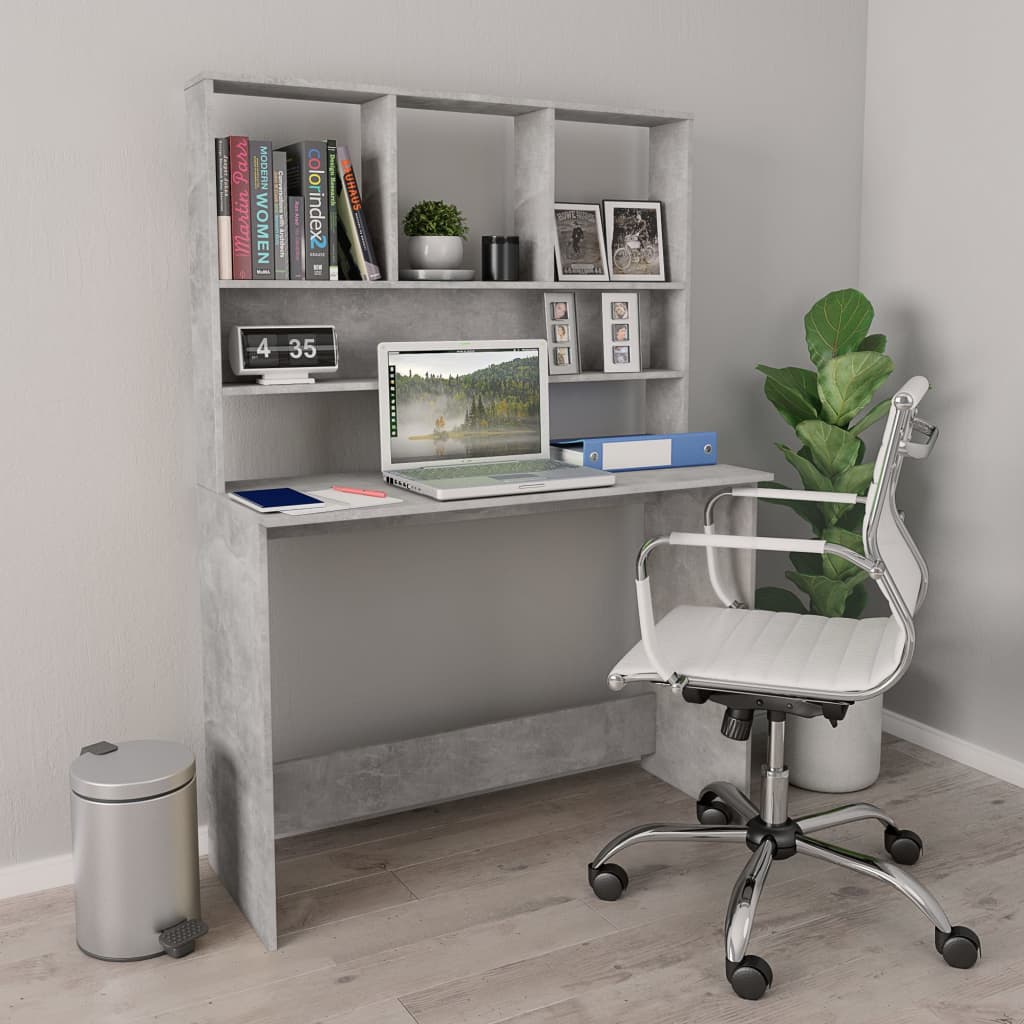Table with shelves, concrete grey, 110x45x157cm, MFC
