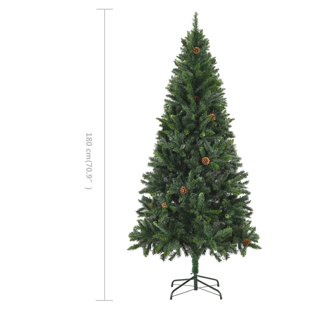 Dirbtinė kalėdinė eglutė su kankorėžiais, žalios sp., 180 cm