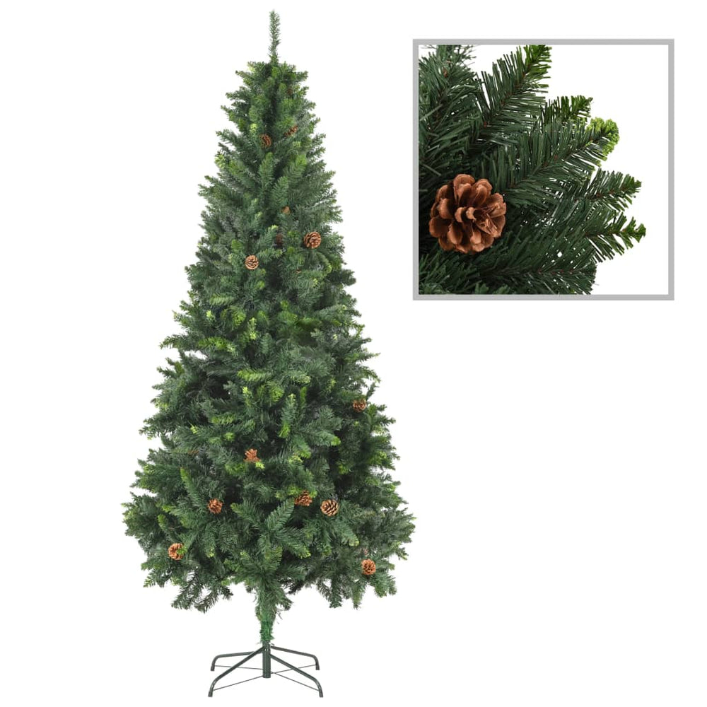 Dirbtinė kalėdinė eglutė su kankorėžiais, žalios sp., 210cm