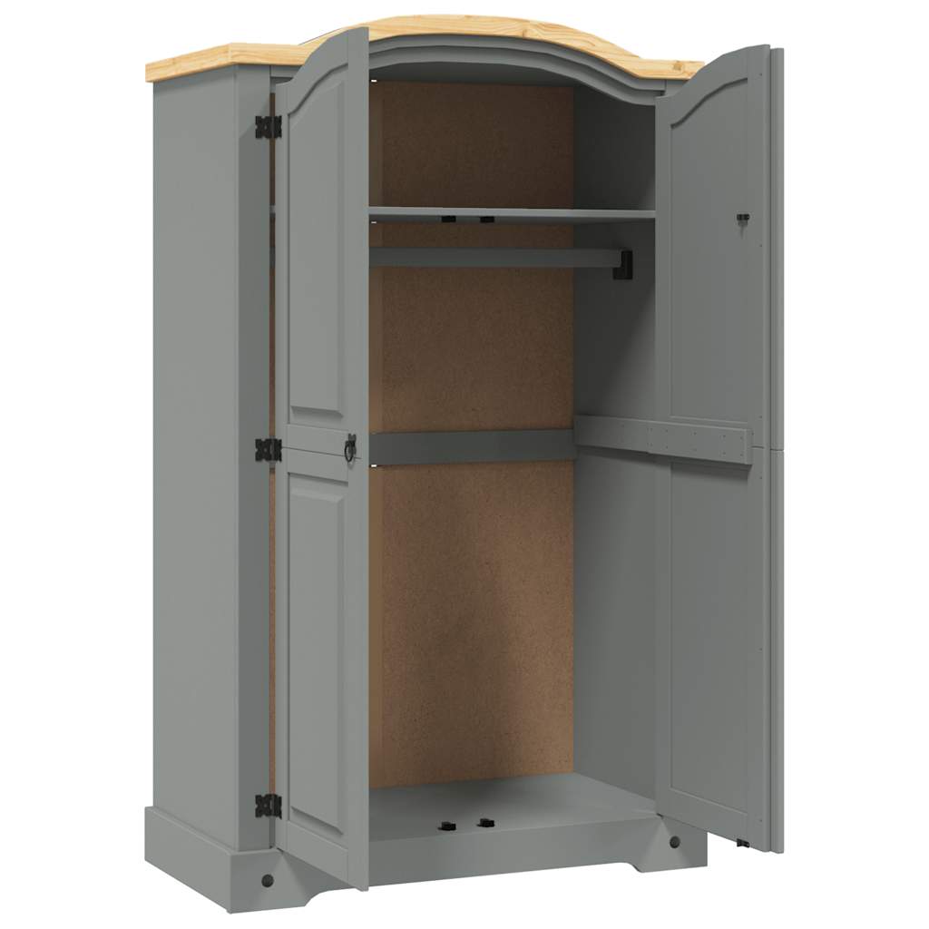 Wardrobe, grey, Mexican pine, Corona, 2-door