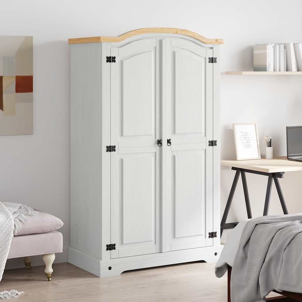 Wardrobe, white, Mexican pine, Corona, 2-door