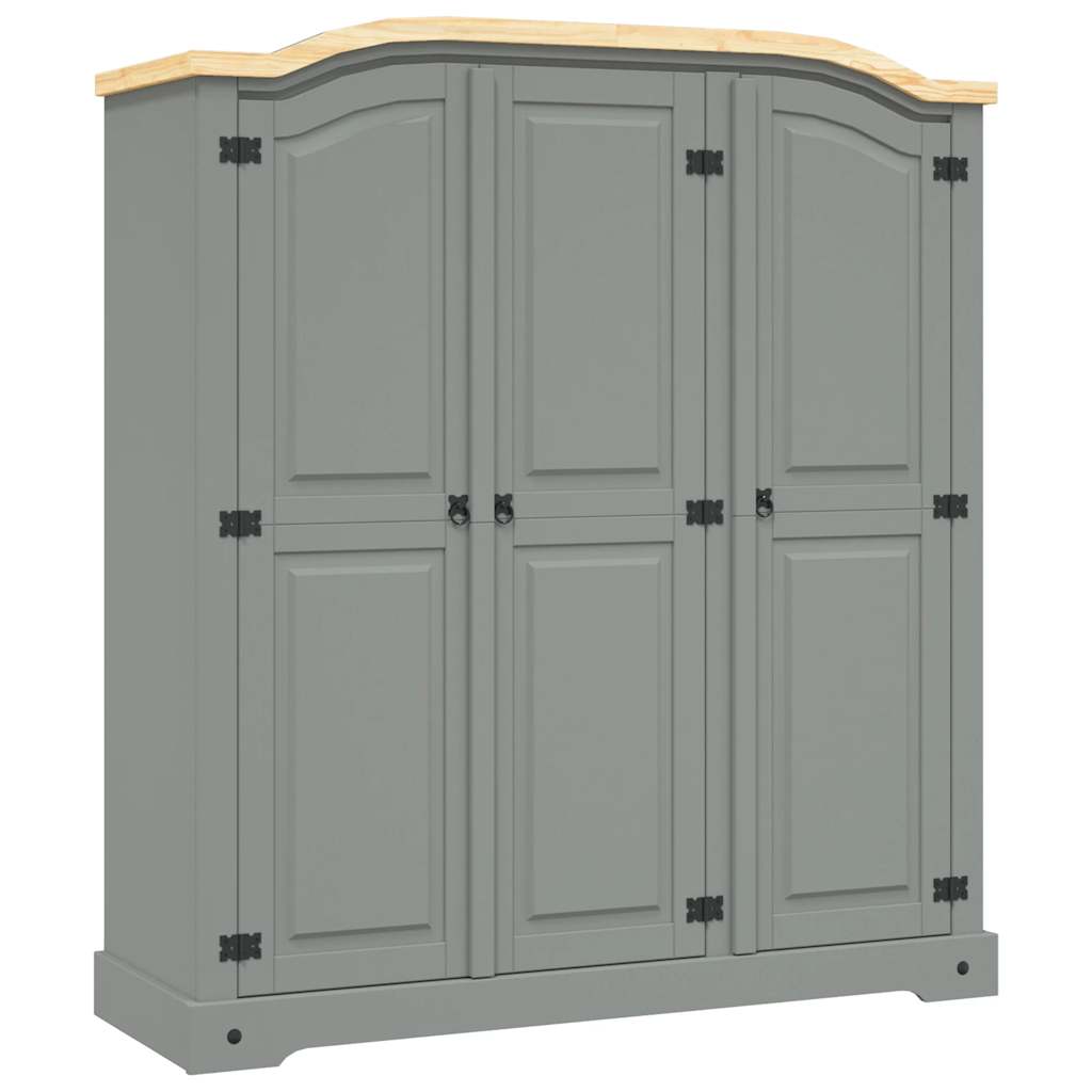 Wardrobe, grey, Mexican pine, Corona, 3-door