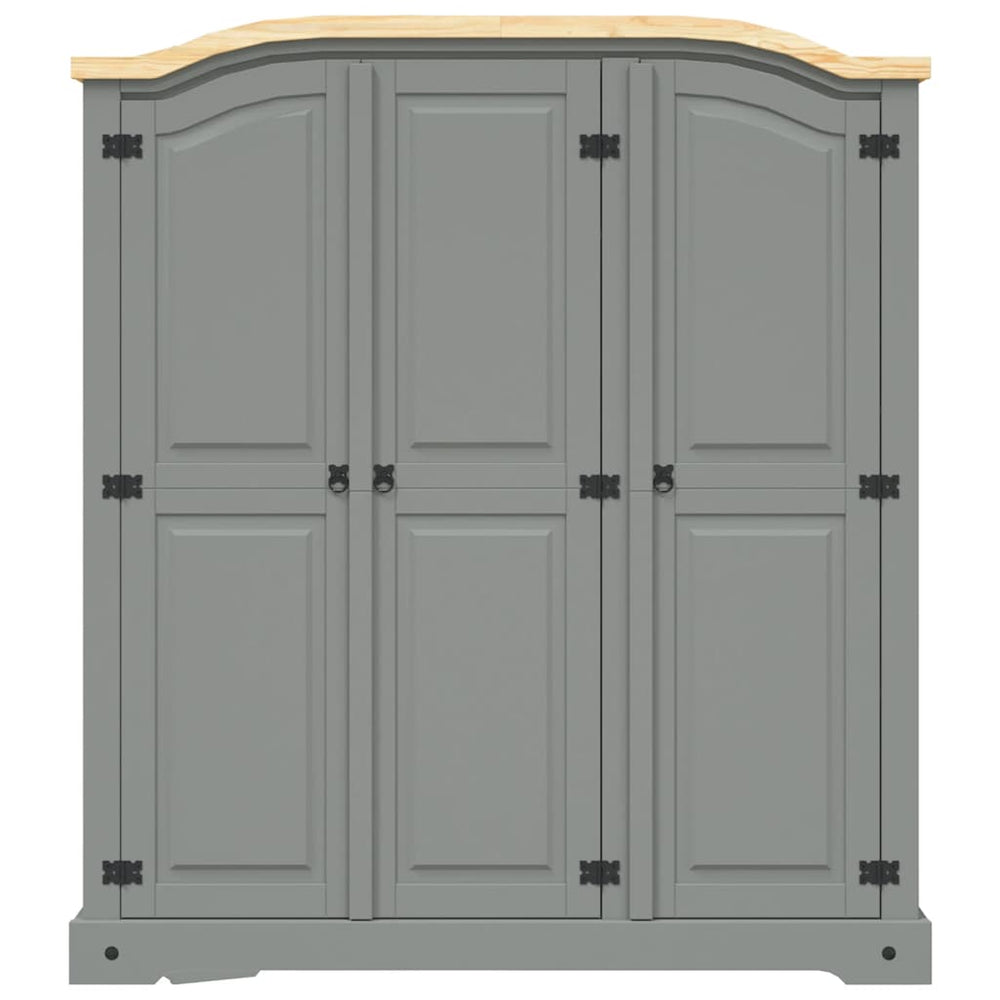 Wardrobe, grey, Mexican pine, Corona, 3-door