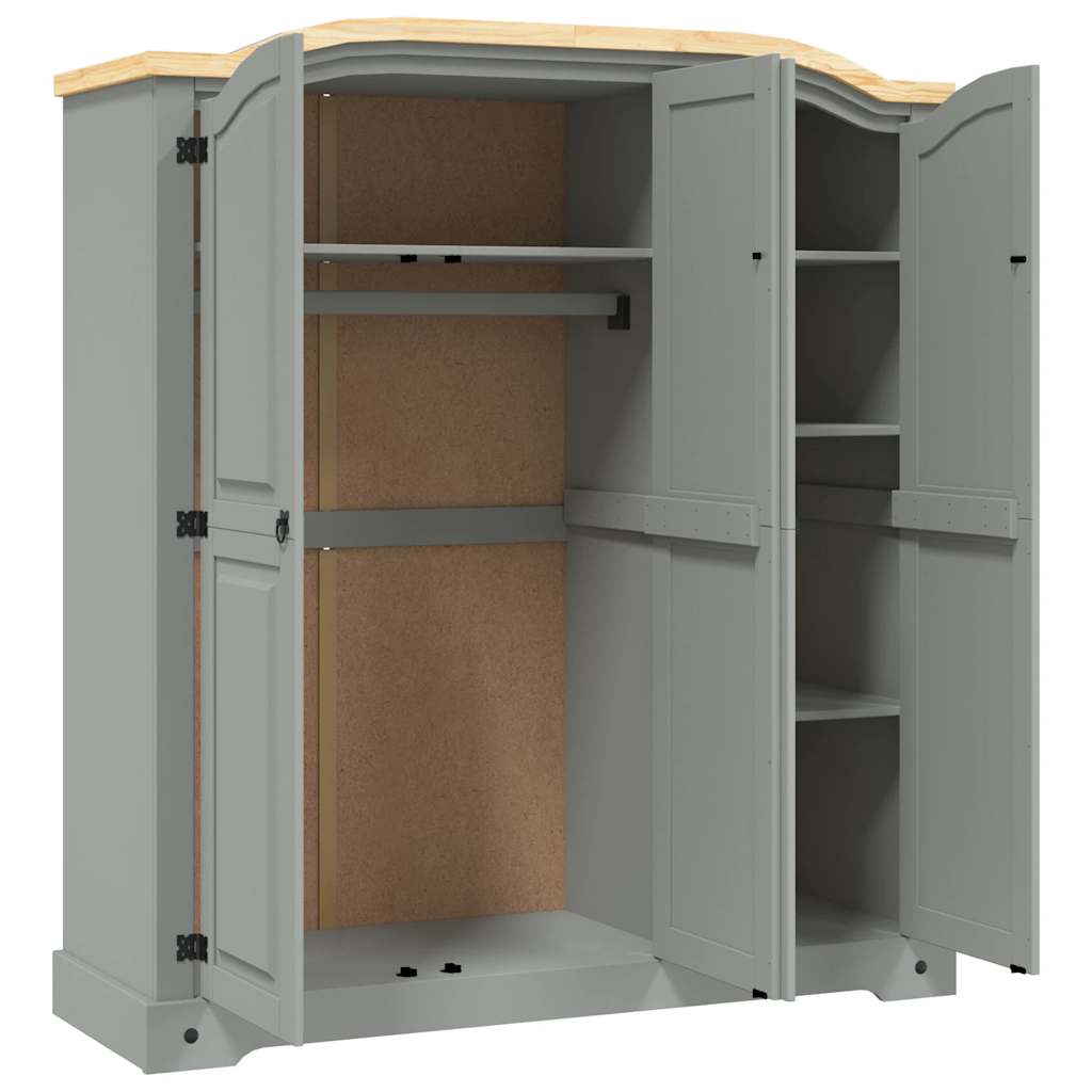 Wardrobe, grey, Mexican pine, Corona, 3-door