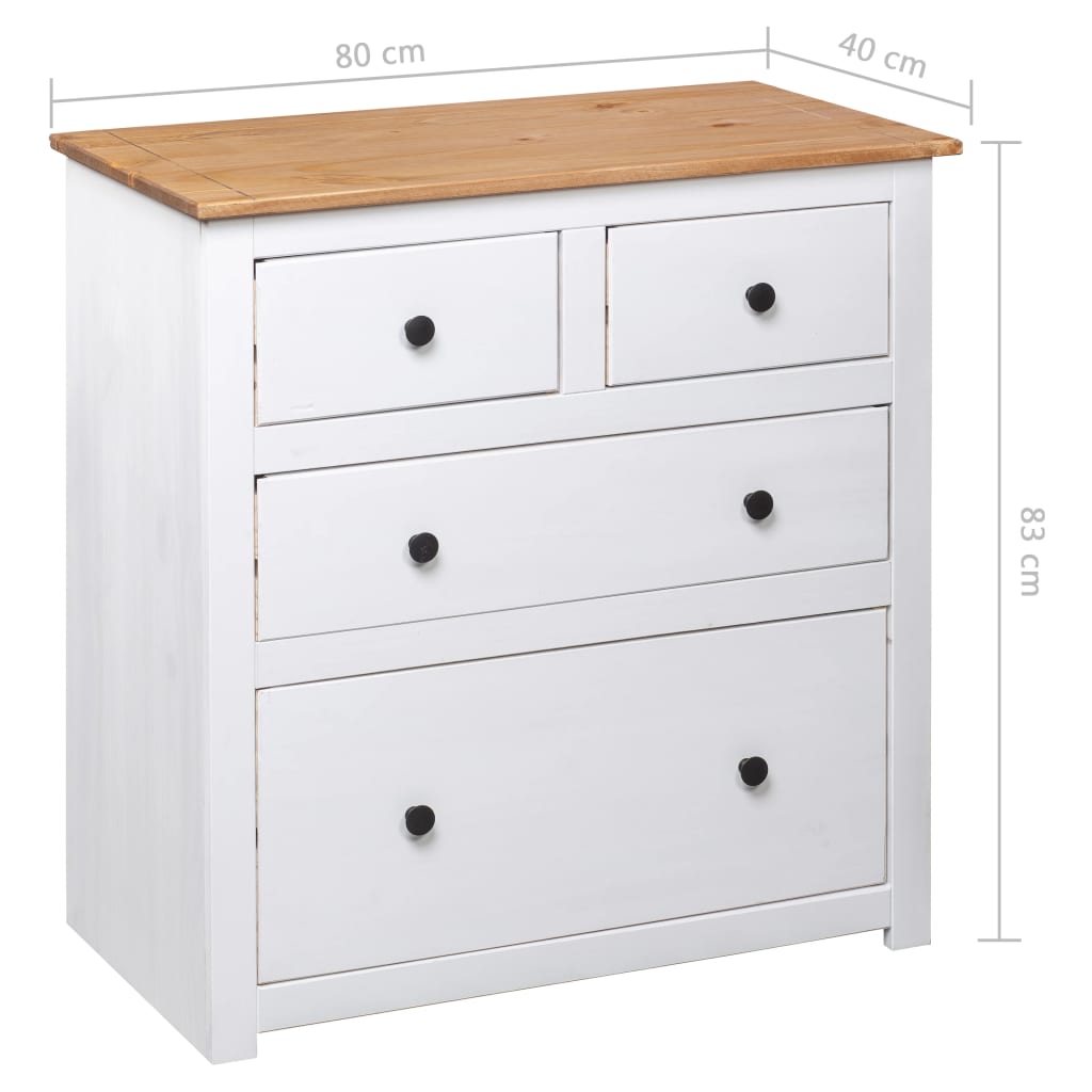 Sideboard Panama, white, 80x40x83cm, pine wood