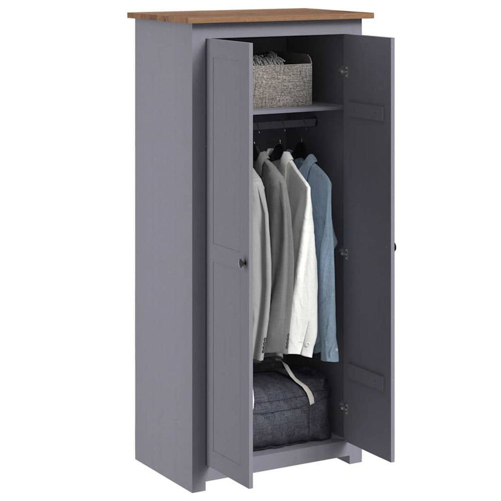 Wardrobe Panama, grey, 80x50x171.5 cm, solid pine.
