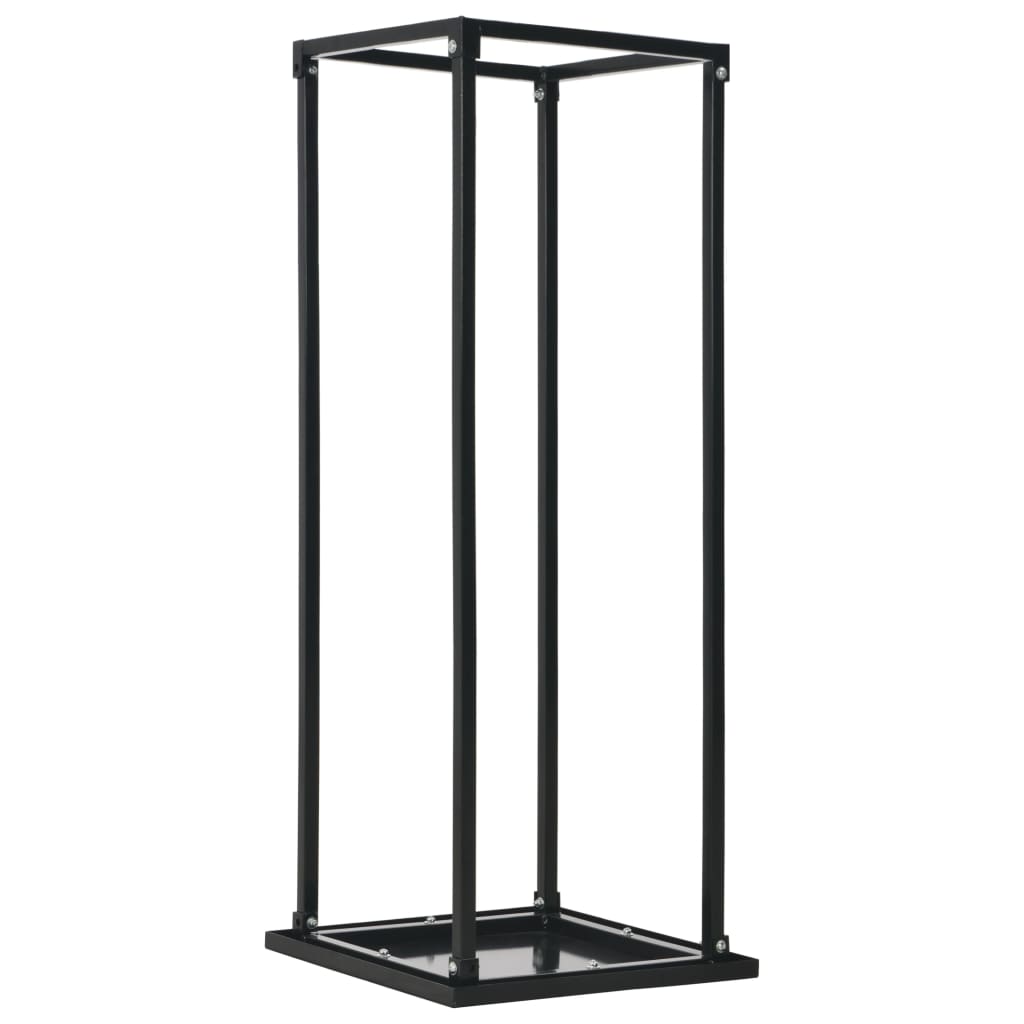 Firewood rack with base, black, 37x37x113 cm, steel