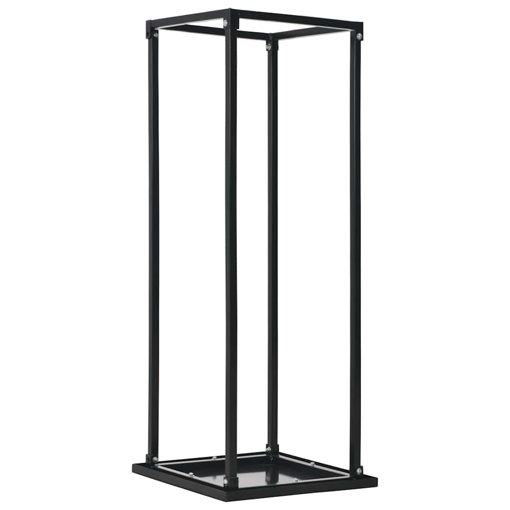 Firewood rack with base, black, 37x37x113 cm, steel